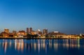 Downtown Peoria At Dusk With A Clear Sky Some Corporate Signs Replaced With Fake Ones