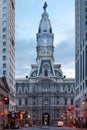 City hall and Broad Street dawn in Philadelphia Royalty Free Stock Photo