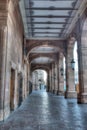 Downtown plaza arches in fromt of a building