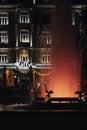 Downtown Plovdiv, Fountain in the front and building in the background Royalty Free Stock Photo