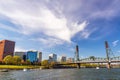 Downtown Portland and Hawthorne Bridge Royalty Free Stock Photo