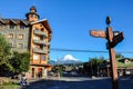 Downtown Pucon with Villarrica Volcano, Pucon, Chile Royalty Free Stock Photo