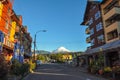 Downtown Pucon with Villarrica Volcano, Pucon, Chile Royalty Free Stock Photo