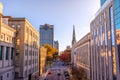 View of Downtown Raleigh at North Salisbury Street in fall season at sunset time North Carolina USA. Royalty Free Stock Photo