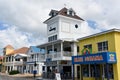 Downtown restaurants, cafes and shopping in George Town on Grand Cayman in the Cayman Islands