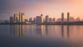 Downtown San Diego reflection on the water during sunrise Royalty Free Stock Photo