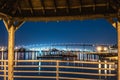 Downtown San Diego seen from a canopy in Coronado island at night Royalty Free Stock Photo