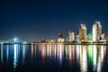 Downtown San Diego seen from Coronado island at night Royalty Free Stock Photo