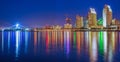 Downtown San Diego seen from Coronado island at night Royalty Free Stock Photo