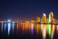 Downtown San Diego seen from Coronado island at night Royalty Free Stock Photo