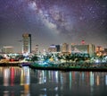 Downtown San Diego on a starry night, California. View from the city port Royalty Free Stock Photo