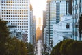 Downtown San Francisco with California Street at sunrise, San Francisco, California, USA Royalty Free Stock Photo