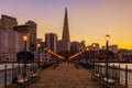 Downtown San Francisco and the Transamerica Pyramid at Chrismas