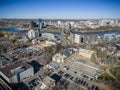 Downtown Saskatoon in Summer Aerial View