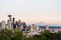 Downtown Seattle Skyline with Mt Rainier Royalty Free Stock Photo