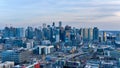 Downtown Seattle, Washington at sunset in March Royalty Free Stock Photo