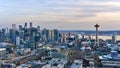 Downtown Seattle, Washington at sunset in March Royalty Free Stock Photo