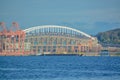 The downtown Seattle waterfront and skyline on Elliott Bay in King County, Washington Royalty Free Stock Photo