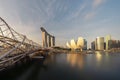 Downtown Singapore city in Marina Bay area at sunrise. Financial Royalty Free Stock Photo