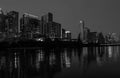 Downtown Skyline of Austin, Texas in USA from view at sunset. Reflection in water. Royalty Free Stock Photo