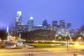 Downtown skyline with City Hall at night in Philadelphia Royalty Free Stock Photo