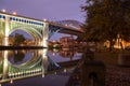 Detroit Superior Bridge, officially known as the Veterans Memorial Bridge over Cuyahoga River in Cleveland, Ohio, USA Royalty Free Stock Photo