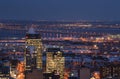Downtown skyline montreal river bridge night Royalty Free Stock Photo