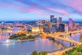 Downtown skyline of Pittsburgh, Pennsylvania at sunset Royalty Free Stock Photo