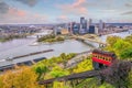 Downtown skyline and vintage incline in Pittsburgh