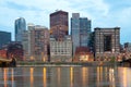 Downtown skyline and the waterfront on Allegheny River, Pittsburgh, Pennsylvania Royalty Free Stock Photo