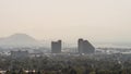 Downtown Sparks Nevada covered in smoke from the California wildfires.