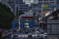 A downtown street at Sotobori avenue in Tokyo daytime long shot