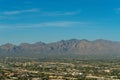 Downtown Tuscon Arizona in the southwest United States and North America with moutains in background and clear blue sky