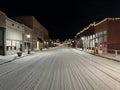 Downtown Van Buren Arkansas with snow covered Main Street. Royalty Free Stock Photo