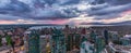 Downtown Vancouver City at cloudy sunset. Aerial Panorama Royalty Free Stock Photo