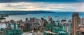 Downtown Vancouver City at cloudy sunset. Aerial Panorama Royalty Free Stock Photo