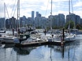 Downtown Vancouver skyline and the pier at Stanley Park, Summer 2018 Royalty Free Stock Photo