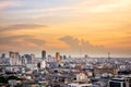 Downtown view on Bangkok cityscape from drone, capital of Thailand, sunset Royalty Free Stock Photo