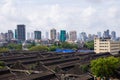 Downtown view of India`s economic city Mumbai from top of a building. Mumbai is metro busiest city in India