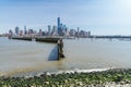 Downtown view of Manhattan taken fron New Jersey side over the Hudson River Royalty Free Stock Photo