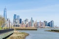 Downtown view of Manhattan taken fron New Jersey side over the Hudson River Royalty Free Stock Photo