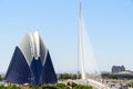 Downtown View Of Valencia City Buildings With Calatrava Agora And Assut de l'Or Bridge