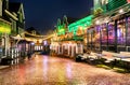 Downtown of Volendam in the Christmas night Royalty Free Stock Photo