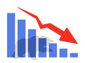 Downtrend chart with red arrows and bearish shadows. downtrend stock concept