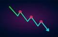 Downtrend trend definition flat icon - bearish chart pattern figure technical analysis. Vector stock cryptocurrency exchange graph