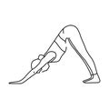 Downward-Facing Dog Adho Mukha Shvanasana color line illustration. Pictogram for web page