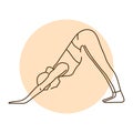 Downward-Facing Dog Adho Mukha Shvanasana color line illustration. Pictogram for web page