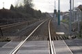 Downward shot of the tracks for trains and trams