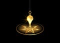 Dowsing pendulum for using asking questions. Esoteric gold pendulum magic for divination and astrology wheel, golden seven point