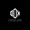 DOX letter logo design with polygon shape. DOX polygon and cube shape logo design. DOX hexagon vector logo template white and Royalty Free Stock Photo
